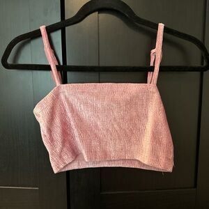 Urban Outfitters Pink silk/ suede cropped tank top. Size: Medium
